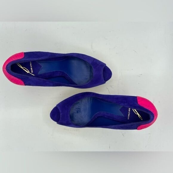 BRIAN ATWOOD Blayne Colorblock Suede Peeptoe Heels Size 7 - Picture 10 of 15